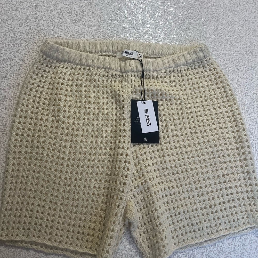 4th&Reckless Cream Knit Shorts